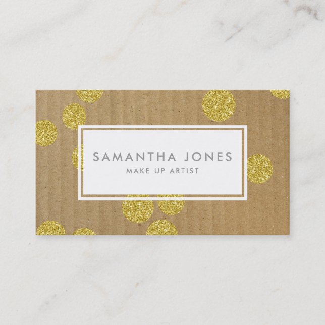 Cartão De Visita Dourado Ponto Kraft Paper Modern Make Artist (Frente)