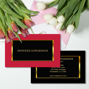 Cartão De Visita Dourado preto cardeal vermelho elegante profission