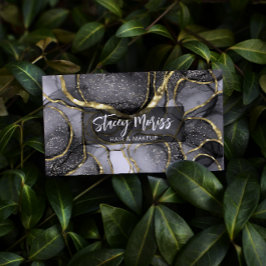 Cartão De Visita Dourado preto e branco moderno, em forma de filme,