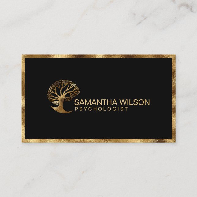 Cartão De Visita Dourado psicólogo do cérebro Terapêutica de treina (Frente)
