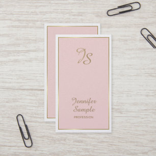Cartão De Visita Dourado Rosa Branco Moderno Monograma Tendência Lu
