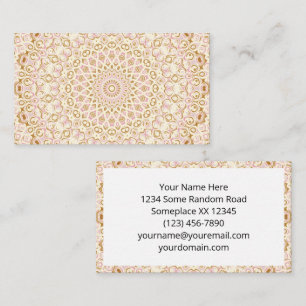 Cartão De Visita Dourado Rosa Claro Design de Mandala Elegante