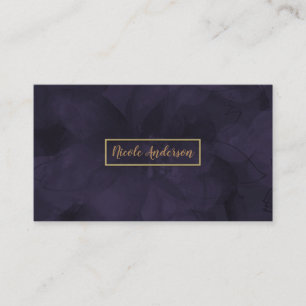 Cartão De Visita Dourado Roxo Aquarela Floral Glamouroso Moderno El