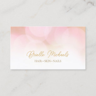 Cartão De Visita Dourado Salão de Beleza do Script Rosa Romântico