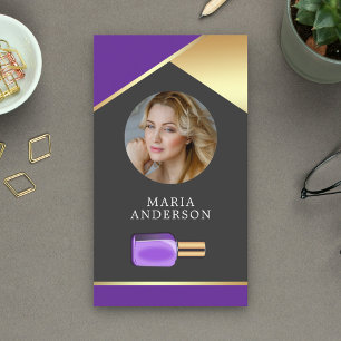 Cartão De Visita Dourado Salon Nail Polonês Bottle Manicurist Foto