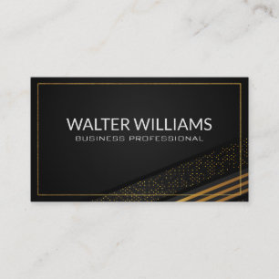 Cartão De Visita Dourado Striped   Padrão Preto-Ouro Espetado