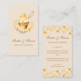 Cartão De Visita Dourado uísque e Cupcake, padaria cozinheira