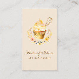 Cartão De Visita Dourado uísque e Cupcake, padaria cozinheira