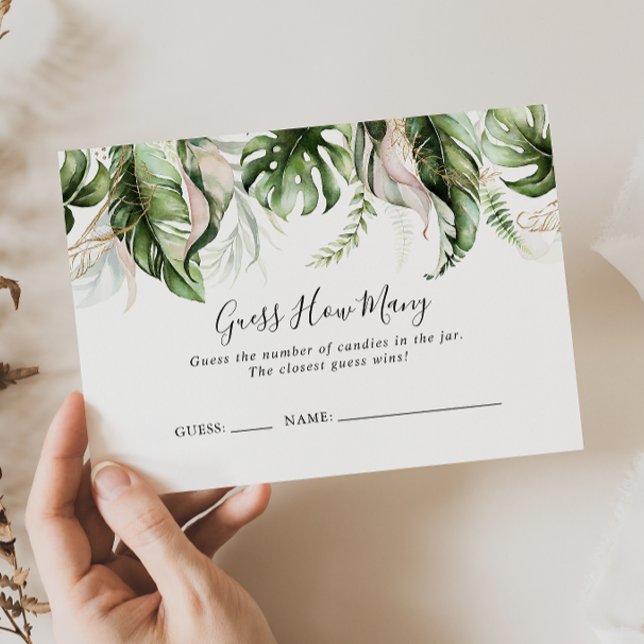 Cartão De Visita Dourado Verde Tropical Adivinha Quantas Cartas De  (Criador carregado)