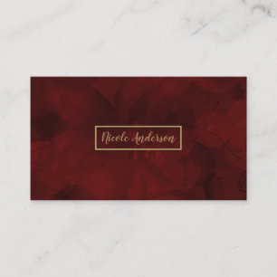 Cartão De Visita Dourado Vermelho Aquarela Floral Glam Elegante Mod