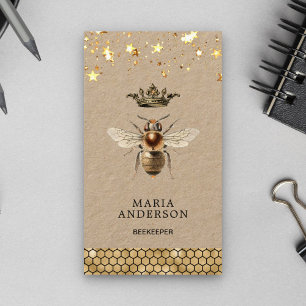 Cartão De Visita Dourado Vintage Rainha Abelha Apicultor Kraft
