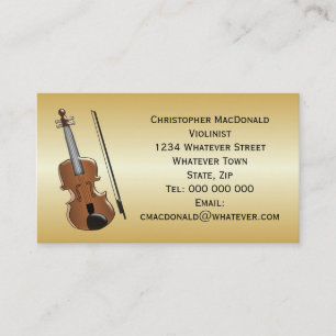 Cartão De Visita Dourado violinista