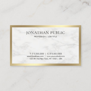 Cartão De Visita Dourado visual elegante Modelo branco mármore mod