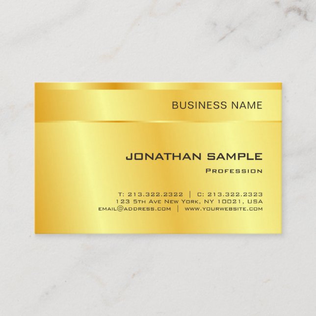 Cartão De Visita Dourado visual elegante, simples Modelo personaliz (Frente)