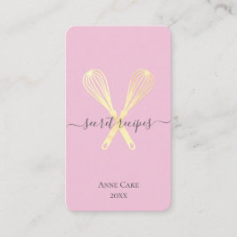 Cartão De Visita Dourado Whisk Bakery Chef Caterer Código Qr editáv