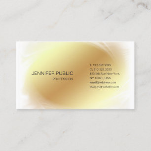 Cartão De Visita Dourado White Modern Glamorous Design Trendy Plain