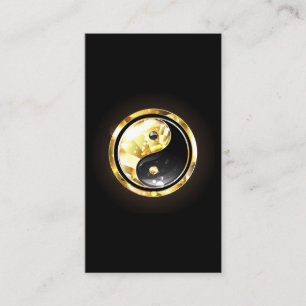 Cartão De Visita Dourado Yin Yang a preto