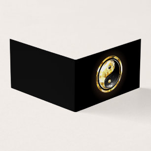 Cartão De Visita Dourado Yin Yang a preto