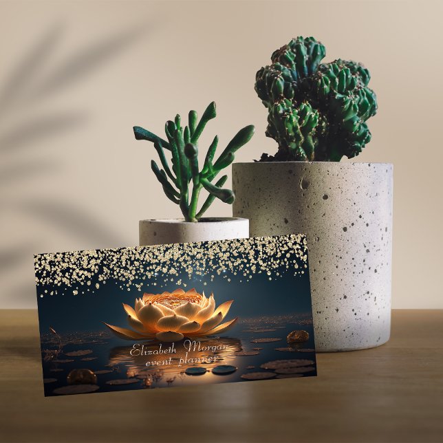 Cartão De Visita Dourados diamantes Lotus Dark (Criador carregado)