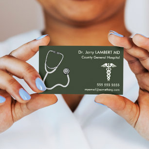 Cartão De Visita Doutor Stethoscope Green