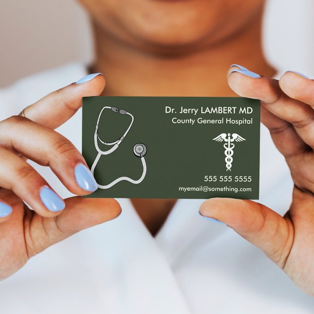 Cartão De Visita Doutor Stethoscope Green (Criador carregado)
