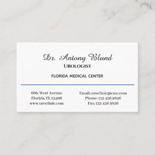Cartão De Visita Doutor Urologista Simples Marinho Azul