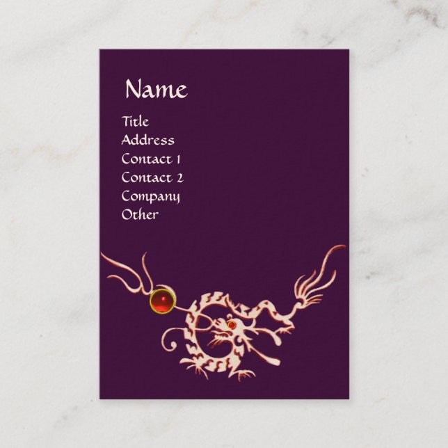 Cartão De Visita DRAGÃO DO MAR 2 RUBY MONOGRAM branco vermelho roxo (Frente)