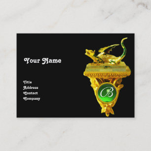Cartão De Visita DRAGÃO DOURADO MONOGRAMA JOIA GEM,amarelo preto,ve