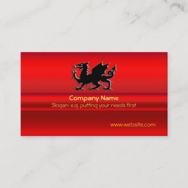 Cartão De Visita Dragão preto de Galês no metálico-olhar vermelho (Frente)