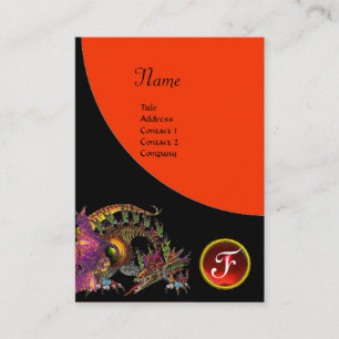 Cartão De Visita DRAGO GEM STONE MONOGRAMA Pinto preto-laranja-rubi