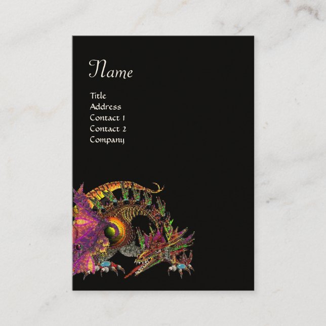 Cartão De Visita DRAGO, Monograma, roxo preto (Frente)