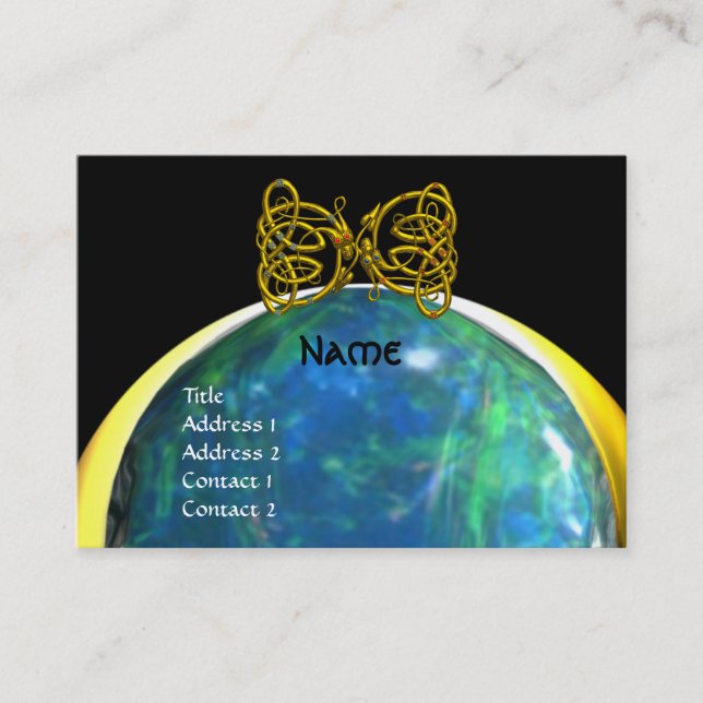 Cartão De Visita DRAGON AMOR amarelo-claro azul-escuro (Frente)