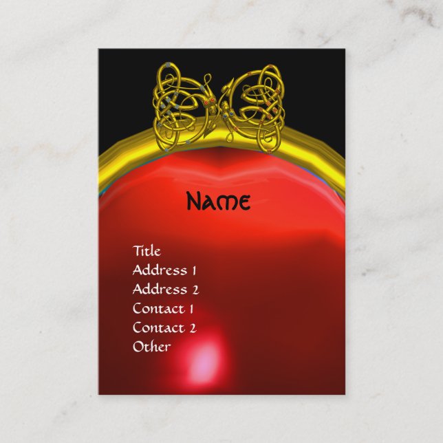 Cartão De Visita DRAGON AMOR RUBY MONOGRAMA vermelho amarelo-rosa (Frente)