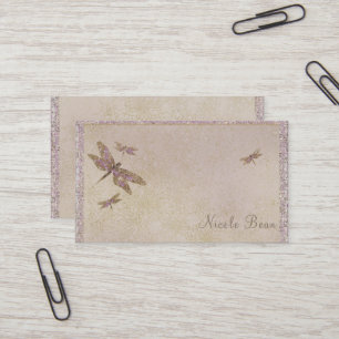 Cartão De Visita Dragonflies Roxos e Dourados Dragonfly Glam Sparkl
