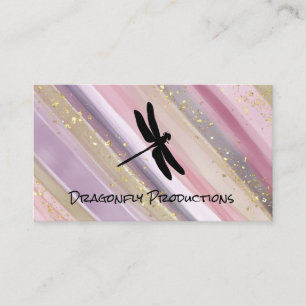 Cartão De Visita Dragonfly Linhas Pintadas À Mão Flocos Doura