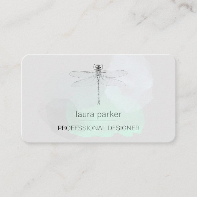 Cartão De Visita Dragonfly Professional Mínimo Preto e Branco (Frente)
