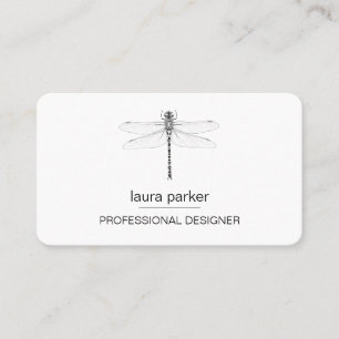 Cartão De Visita Dragonfly Professional Mínimo Preto e Branco