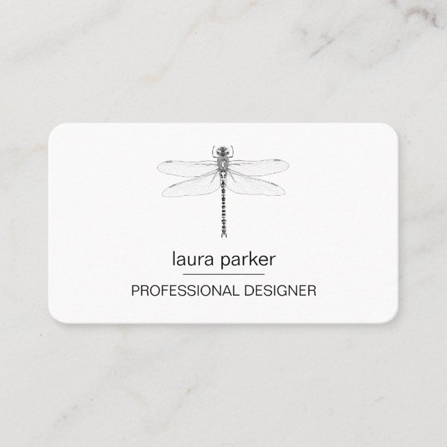 Cartão De Visita Dragonfly Professional Mínimo Preto e Branco (Frente)