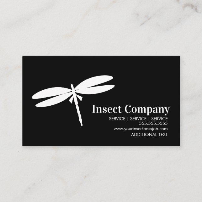 Cartão De Visita Dragonfly White Pest Control Company Logo preto (Frente)