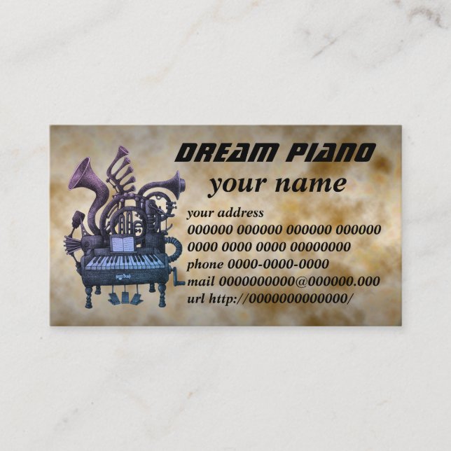 Cartão De Visita dream piano (Frente)