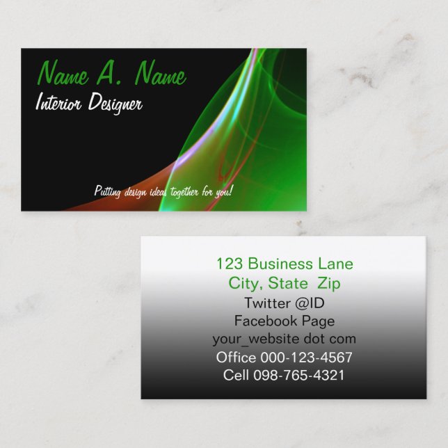 Cartão De Visita Dreamy Orange e Green Sweep (Frente/Verso)