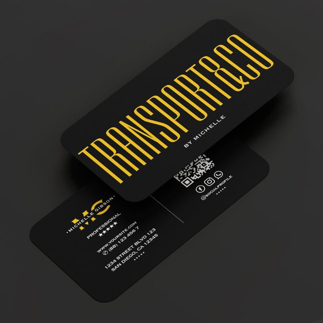 Cartão De Visita Driver de carro de transporte amarelo Black Modern (Yellow Transport Car Driver Black Modern Business Card
)
