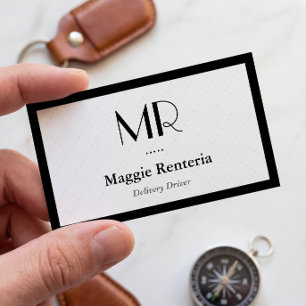 Cartão De Visita Driver de Entrega - Monograma de Na moda Limpo