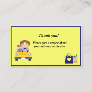 Cartão De Visita Driver de entrega para mulheres Obrigado por revis
