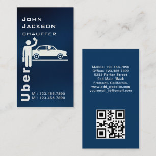 Cartão De Visita Driver de Táxi Escuro Elegante/Código QR do Chauff
