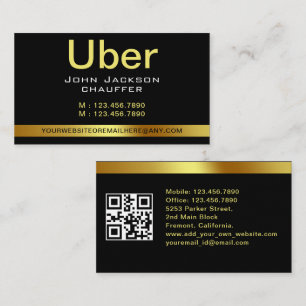 Cartão De Visita Driver de Táxi Urbano Chauffeur - Faixa amarela CÓ