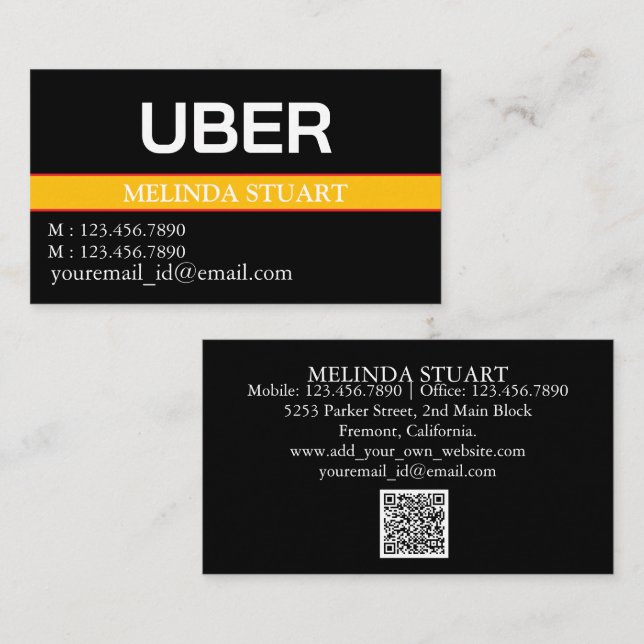Cartão De Visita Driver de Uber Personalizado Moderno (Frente/Verso)