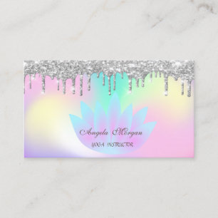 Cartão De Visita Drives de Glitter Silver Holográfico Elegante