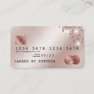 Cartão De Visita Drives de Rosa Dourada Glitter Estimulados com Car