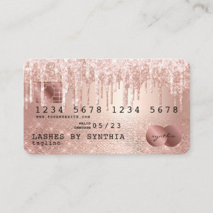 Cartão De Visita Drives de Rosa Dourada Glitter Estimulados com Car